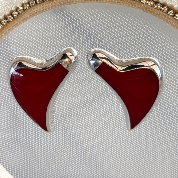 Artisan Jewelry - ABSTRACT Heart 925 Sterling Silver Earrings